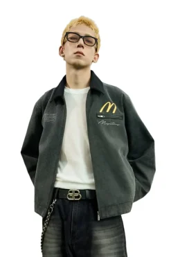 Distressed Embroidered Detroit Jacket