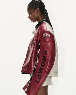 Distressed Leather Racing Jacket