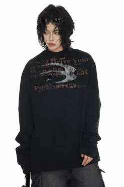 Distressed Logo Long Sleeve Tee