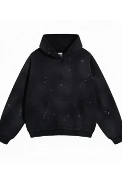 Distressed Paint-Splatter Hoodie