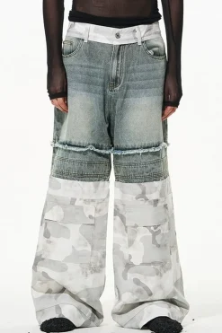 Double Layer Camo Straight Jeans