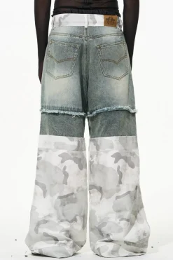 Double Layer Camo Straight Jeans