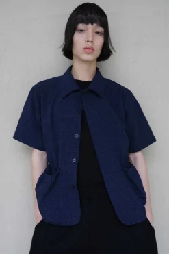 Drawstring Crinkle Short Shirt