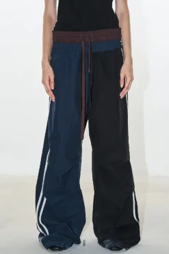 Dual-Waist Colorblock Layered Track Pants