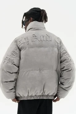 Embossed Gothic Logo Down Jacket