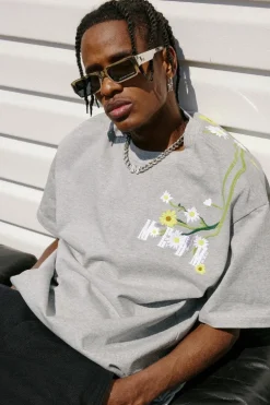 Embroidered Flowers Logo Tee