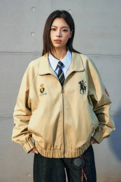 Embroidered Harrington Casual Jacket