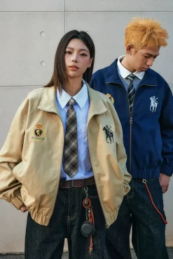 Embroidered Harrington Casual Jacket