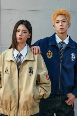 Embroidered Harrington Casual Jacket