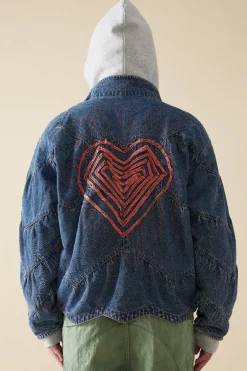 Embroidered Heart Denim Jacket