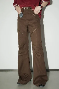 Flare Distressed Zip Cargo Pants