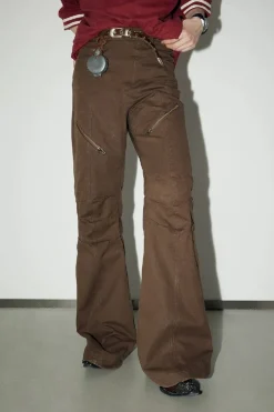 Flare Distressed Zip Cargo Pants