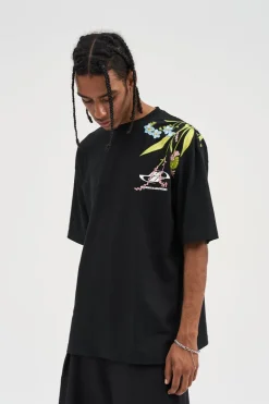 Floral Embroidered Logo Tee