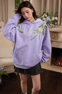 Floral Embroidery Oversized Hoodie