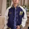 Floral Embroidery Varsity Jacket