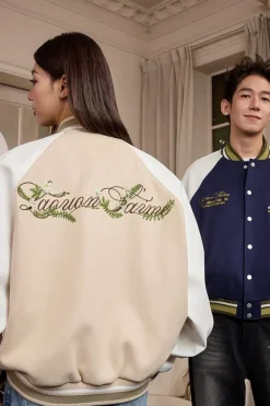 Floral Embroidery Varsity Jacket