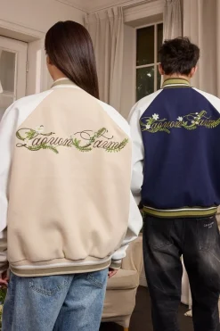 Floral Embroidery Varsity Jacket
