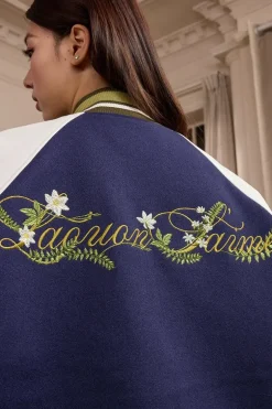 Floral Embroidery Varsity Jacket
