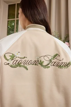 Floral Embroidery Varsity Jacket