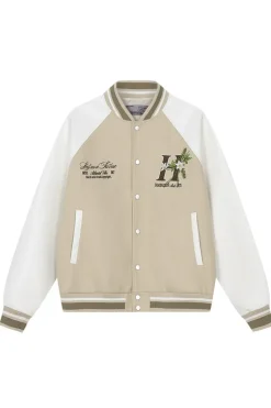 Floral Embroidery Varsity Jacket