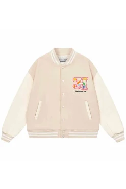 Floral Graffiti Wool Varsity Jacket