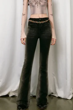 Gradient Washed Flare Jeans