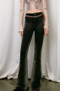 Gradient Washed Flare Jeans