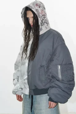 Graffiti Print Bomber Jacket