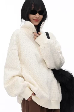 Half-Zip Waffle Sweatshirt