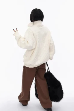Half-Zip Waffle Sweatshirt