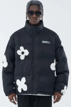 Handpainted Flowers Down Jacket