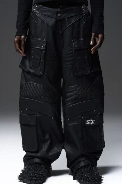 Heavy-Duty Multi-Pocket Leather Pants