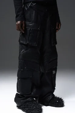 Heavy-Duty Multi-Pocket Leather Pants