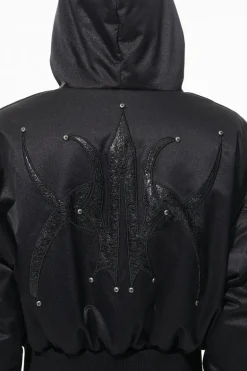 Hooded Logo Studded Cotton Jacket