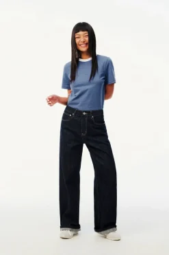 Italian Raw Denim High-Waist Wide-Leg Jeans