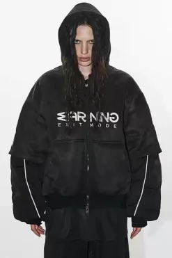 Layered Badge Hoodie Jacket