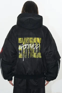 Layered Badge Hoodie Jacket