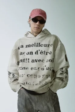 Layered Distressed Graphic Hoodie