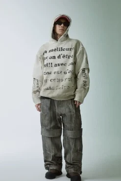 Layered Distressed Graphic Hoodie