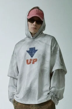 Layered Distressed Hoodie
