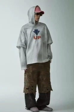 Layered Distressed Hoodie