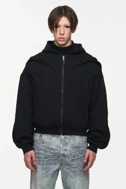 Layered Zip Line Spring Hoodie Jacket