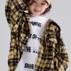 Loose Fit Plaid Coat