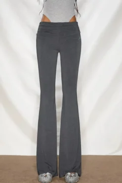 Low-Waist Ruched Flare Pants