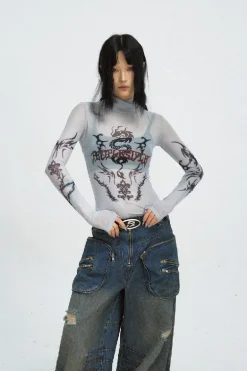 Mesh Slim Fit Long Sleeve Shirt