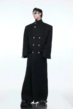 Metal Clasp Oversized Wool Overcoat
