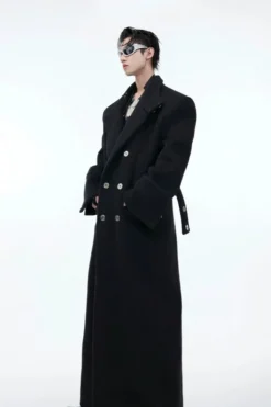 Metal Clasp Oversized Wool Overcoat