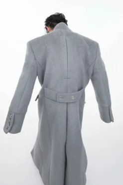 Metal Clasp Oversized Wool Overcoat