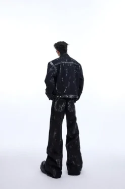 Metal Rived Destroyed Denim Jacket