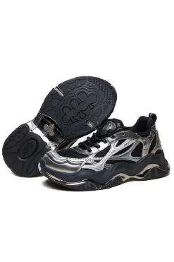 Metallic Chrome Finished Breathable Dad Sneakers